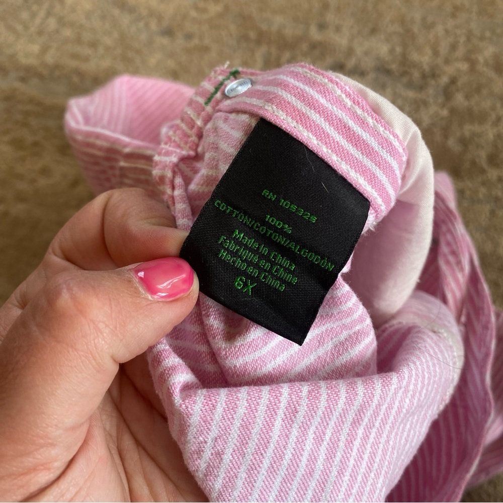 John Deere Classic Pink Railroad Striped Overalls Pinstriped 100% Cotton: 6X - Picture 8 of 8